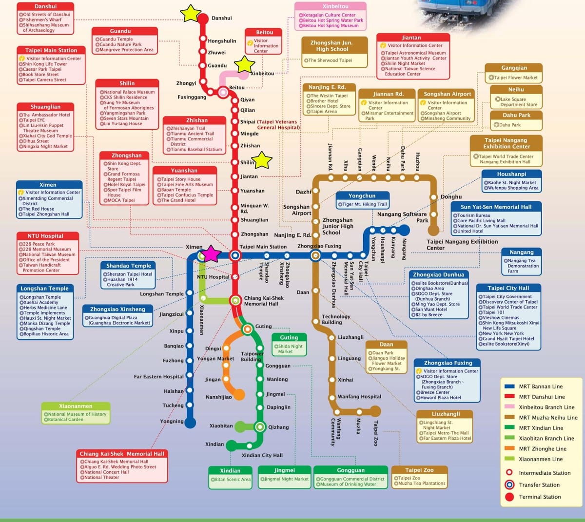 карта Тайбей місцевий потяг