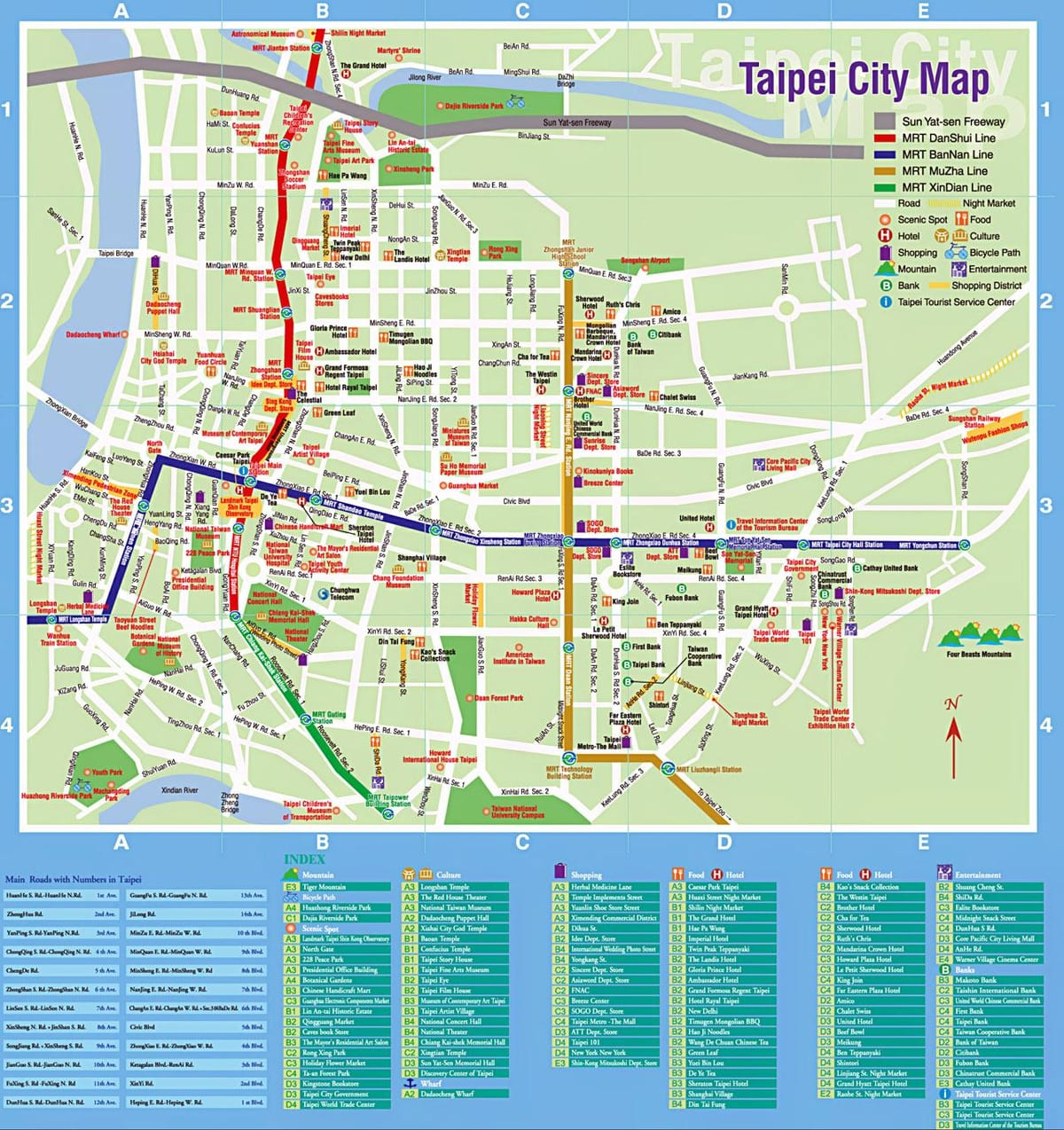 Туристичні пам'ятки Тайбей карті