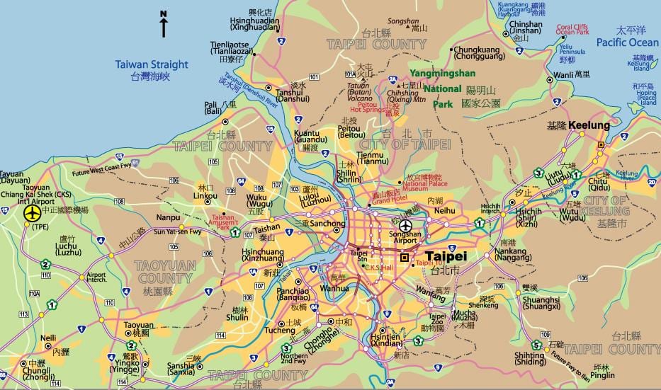 Карта в центрі міста Тайбей 