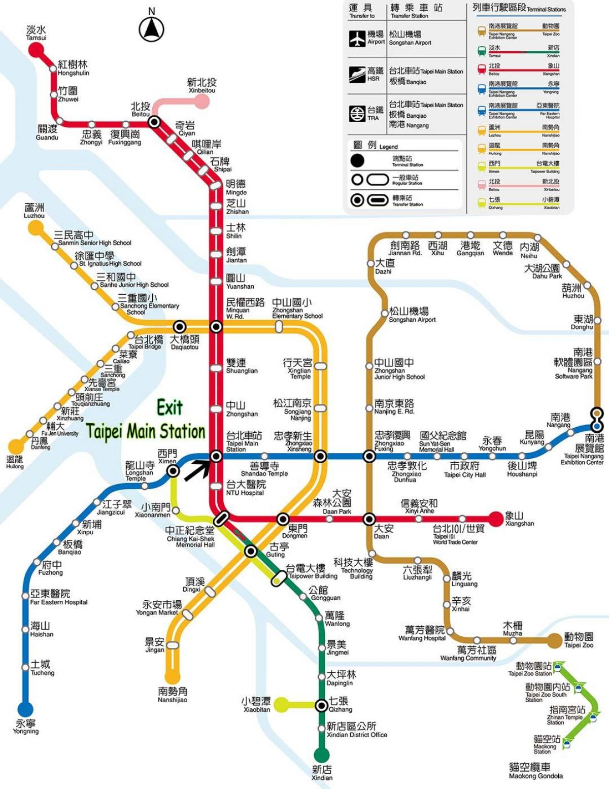 карта автобусного вокзалу Тайбея 
