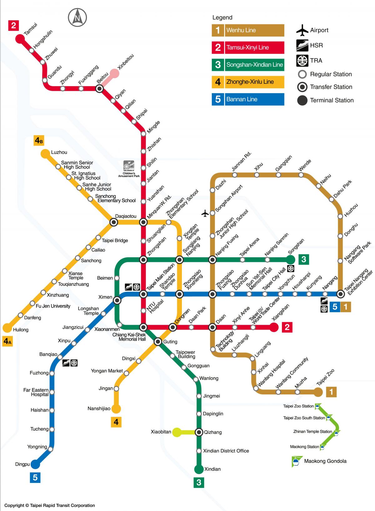 Карта метро Тайбея 