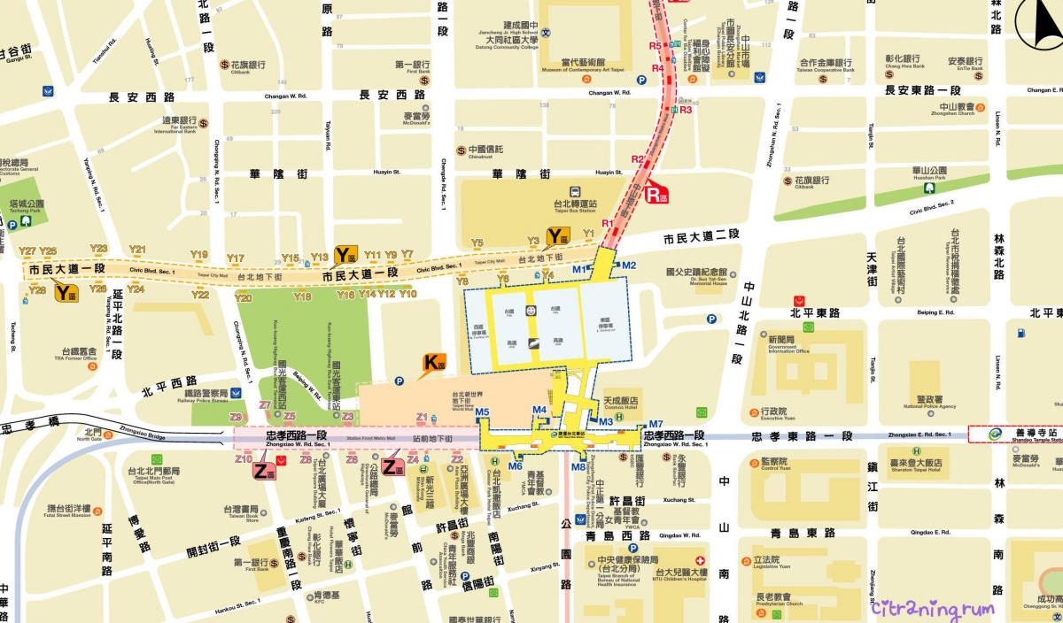 карта Тайбей підземний торговий центр