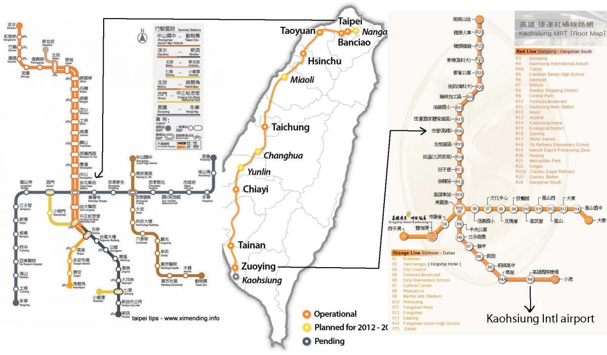 карта Тайбей високошвидкісної залізниці