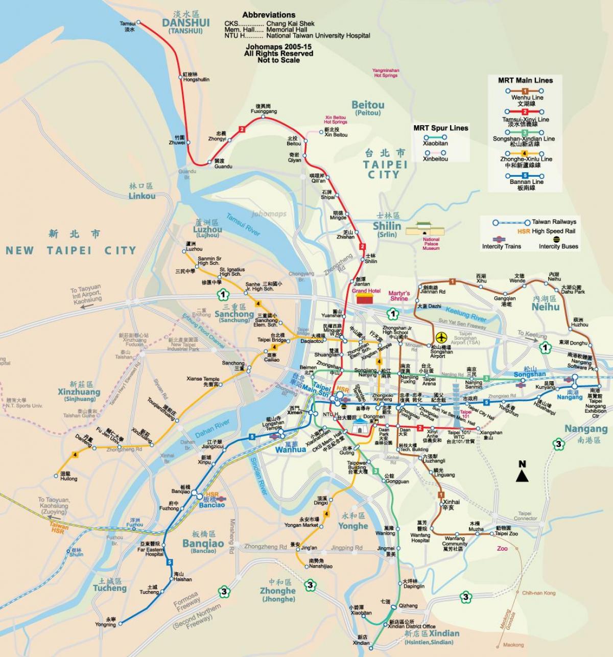 карта Тайбей дорозі