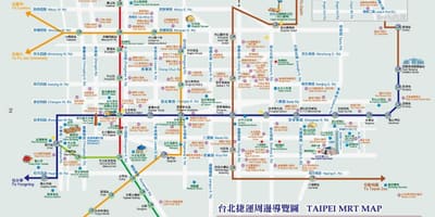 Карта метро Тайбея з пам'ятками