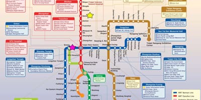 Карта Тайбей місцевий потяг